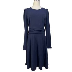 Boden Maggie Navy Blue Ponte Knit Ruched Waist Dress J0817